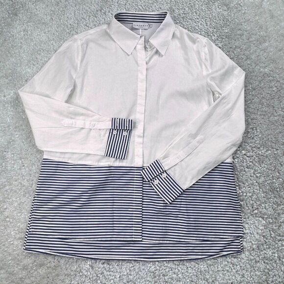 Harshman Stripe Mix Colorblock Button Up Shirt - Picture 1 of 8